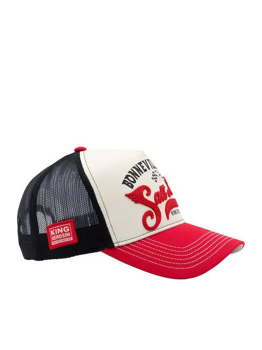 King Kerosin Καπέλο Salt Lake Trucker Cap Red Offwhite