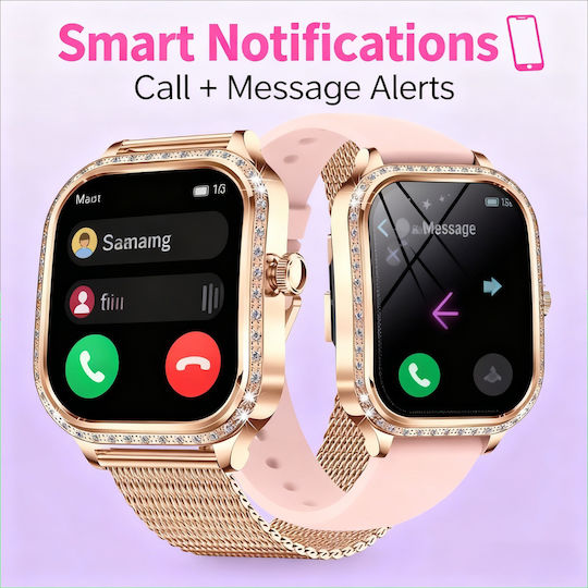 Aluminium 40mm Smartwatch με Παλμογράφο (Gold)