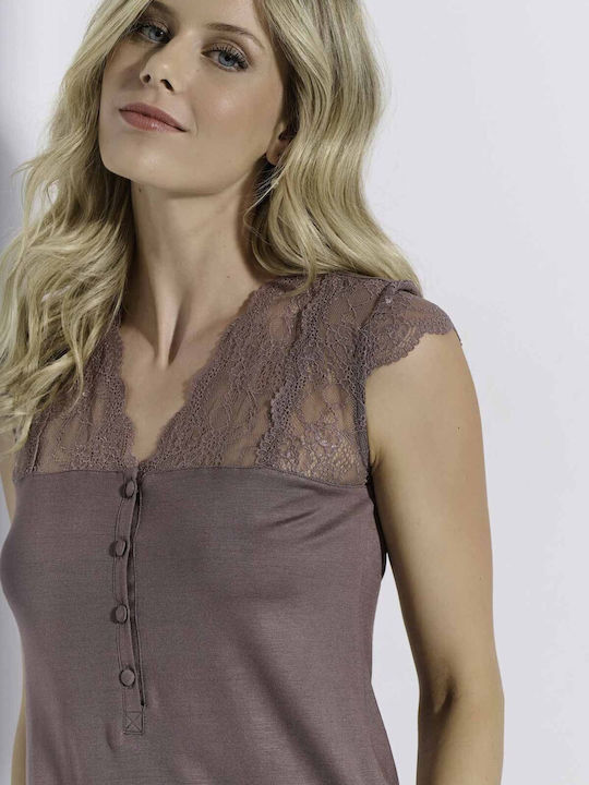 Jeannette Lingerie Νυχτικό Εγκυμοσύνης & Θηλασμού Καφέ