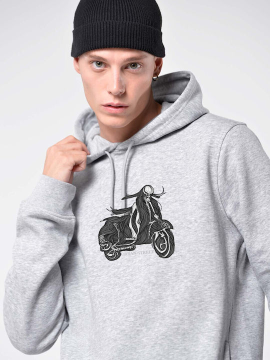 Herren Sweatshirt mit Kapuze Grau Melange H0152GM