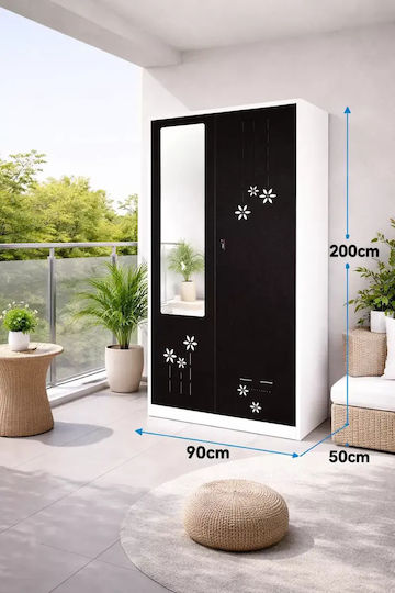 Double-Leaf Metallic Cabinet with Locking Capability with Divider & 4 Shelves 90x50x200 cm