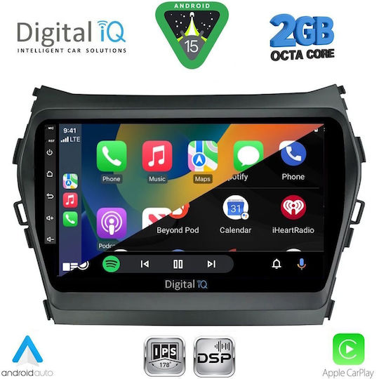 Digital IQ Car Audio System for Hyundai iX45 / Santa Fe 2013-2017 (Bluetooth/USB/WiFi/GPS/Apple CarPlay/Android Auto) with 9" Touch Screen