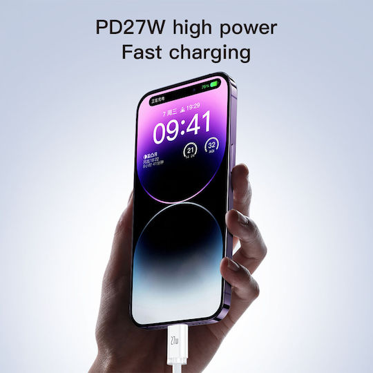 Yesido Braided USB-C to Lightning Cable 27W Λευκό 1.2m