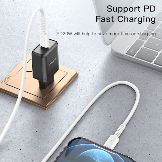 Yesido USB-C to Lightning Cable 20W Λευκό 1m