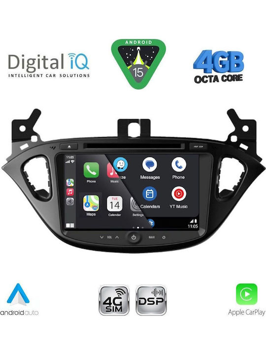 Digital IQ Auto-Audiosystem für Opel Adam / Corsa 2014-2021 Bluetooth USB Eingebautes Wi-Fi GPS Apple CarPlay Android Auto mit 8 Zoll Touchscreen