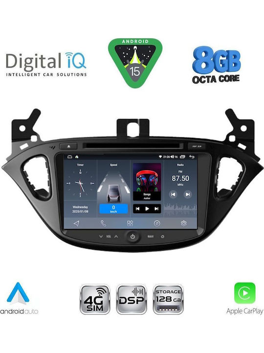 Digital IQ Auto-Audiosystem für Opel Adam / Corsa 2014-2021 Bluetooth USB Eingebautes Wi-Fi GPS Apple CarPlay Android Auto mit 8 Zoll Touchscreen