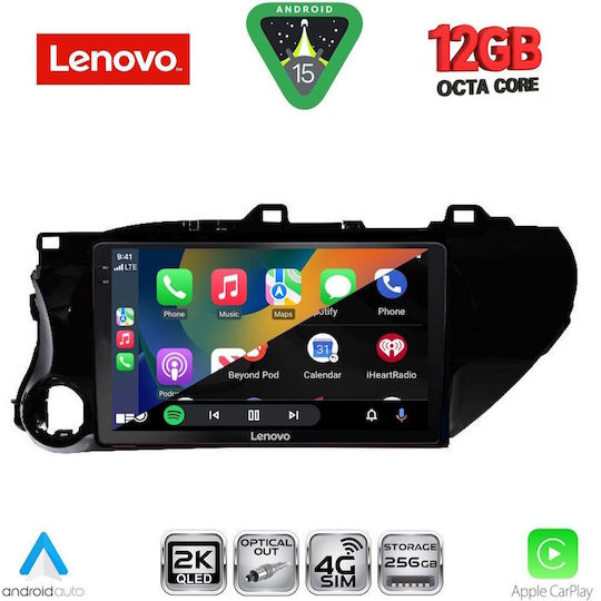 Lenovo Ηχοσύστημα Αυτοκινήτου για Toyota Hilux 2017 (Bluetooth/USB/WiFi/GPS/Apple-Carplay/Android-Auto) με Οθόνη Αφής 10"