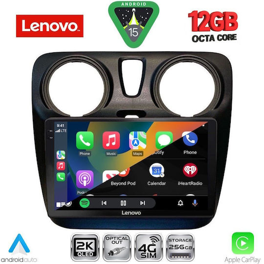 Lenovo Car Audio System for Dacia Dokker 2012-2022 (Bluetooth/USB/WiFi/GPS/Apple CarPlay/Android Auto) with 9" Touch Screen