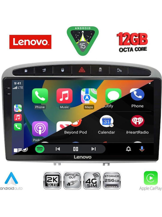 Lenovo Car Audio System for Peugeot 308 / RCZ 2007-2012 (Bluetooth/USB/WiFi/GPS/Apple CarPlay/Android Auto) with 9" Touch Screen