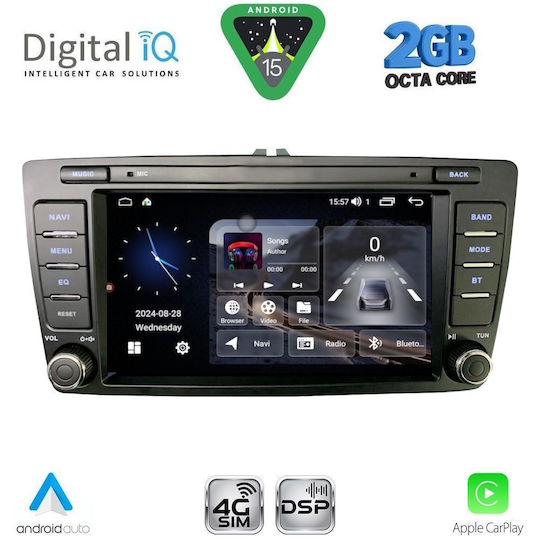 Digital IQ Ηχοσύστημα Αυτοκινήτου για Peugeot 207 Skoda Octavia 2005-2012 με Clima (Bluetooth/USB/WiFi/GPS/Apple-Carplay/Android-Auto)