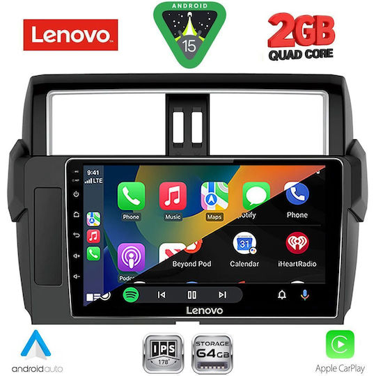 Lenovo Автомобилна Аудио Система за Toyota Prado 2014-2017 (Bluetooth/USB/Вграден Wi-Fi/GPS/Apple CarPlay/Android Auto) с Touch Screen 10"