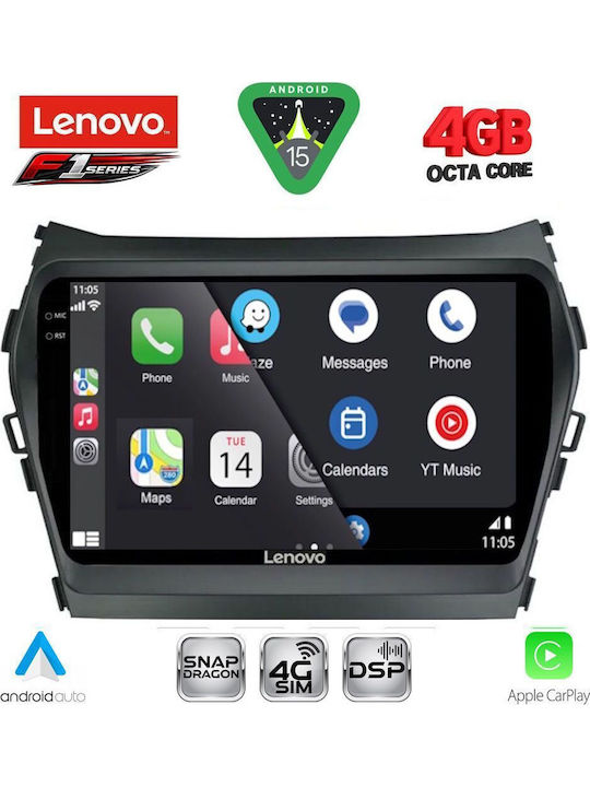 Lenovo Car Audio System for Hyundai iX45 / Santa Fe 2013-2017 (Bluetooth/USB/WiFi/GPS/Apple CarPlay/Android Auto) with 9" Touch Screen