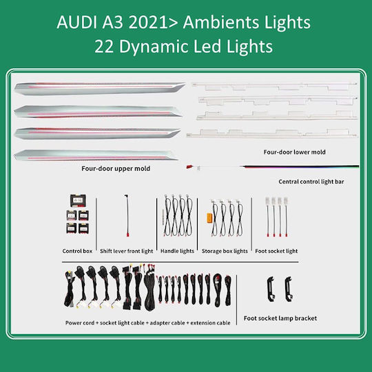 Diq Ambient Audi A3 8y Dyn Mod 2021-2025 Digital Iq Ambient Light Audi A3 8y Mod 2021-2025 22 Lights