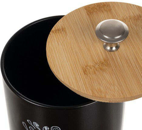 Set of 4 Coffee Sugar Pasta Cereal Jars with Metallic Black Lid 11x11x17cm 4 Pieces