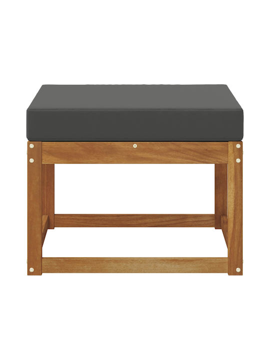 Wooden Cube Garden Stool with Cushion Natural 59x59x37cm