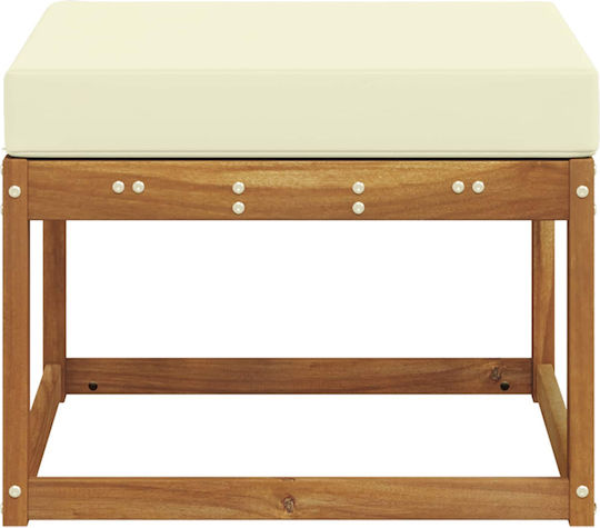 Wooden Cube Garden Stool with Cushion Natural 59x59x37cm
