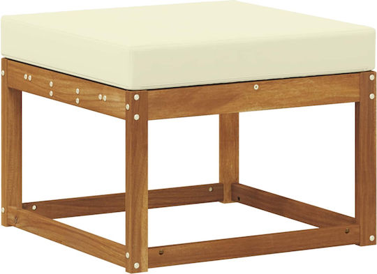 Wooden Cube Garden Stool with Cushion Natural 59x59x37cm