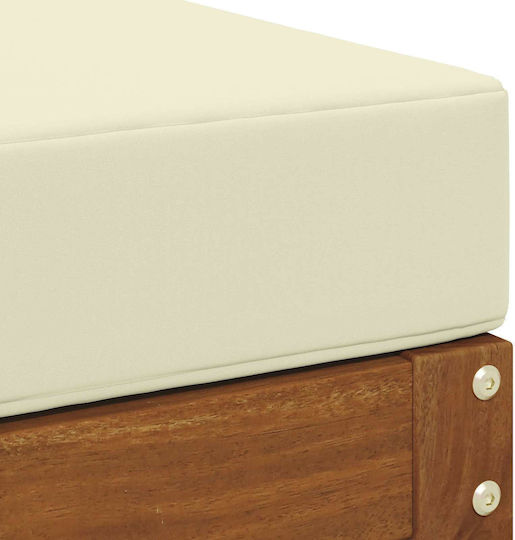 Wooden Cube Garden Stool with Cushion Natural 59x59x37cm