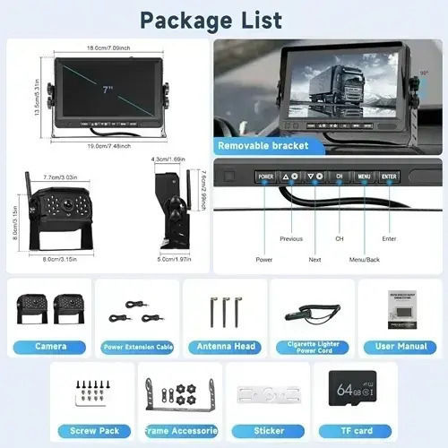 Waterproof Car Reverse Camera with Screen and Night Vision for 000.230.44588X