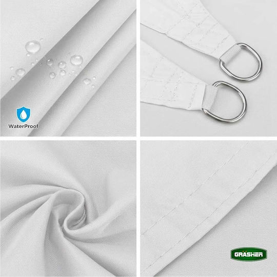 Grasher Square Shade Sail White With Hoops 4x6m 180gr/m²