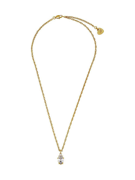 Dyrberg/Kern Heart Design Necklace in Gold Plated Steel