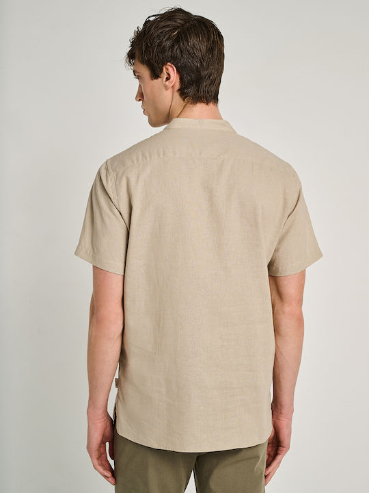 Short Sleeve Linen Shirt Light Beige 61-204.055.N0033