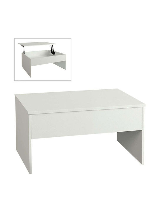 Rectangular Central Coffee Table Devon Wooden with Lifting Mechanism White M110xW60xH44.8cm