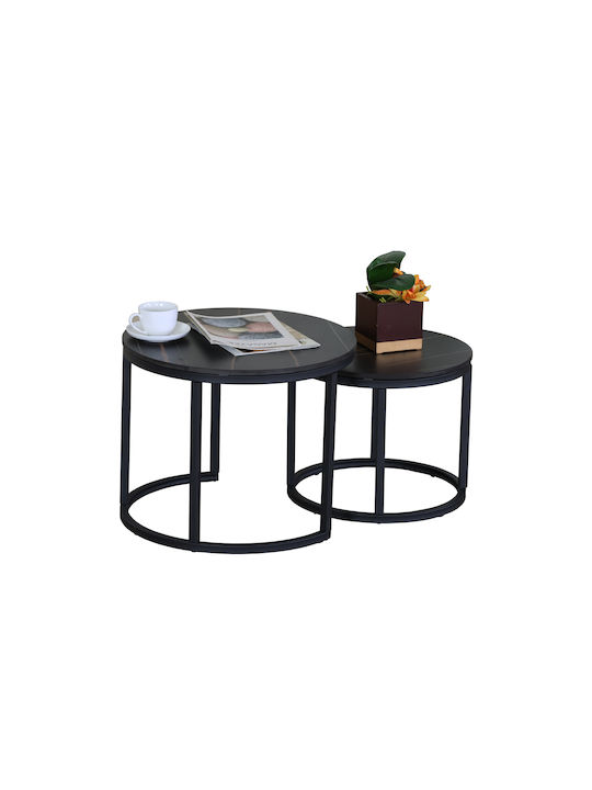 Round Zigon Set Cirki Metal Black 2 Pieces W53xL53xH47cm
