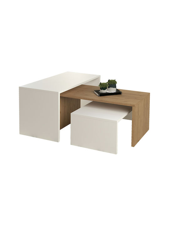 Rectangular Zigon Set Bentil Wooden Sonoma-White 3 Pieces L65xW35xH45cm