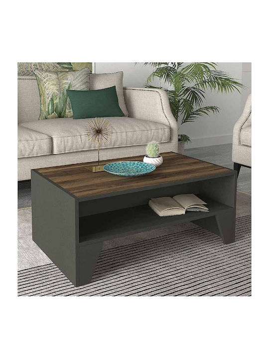 Rechteckiger Zentraler Kaffeetisch Chester Holz Anthrazit - Nussbaum M93,6xL60xH40cm