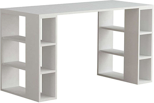 Γραφείο Colmar με Βιβλιοθήκη 140x60x75εκ. Λευκό