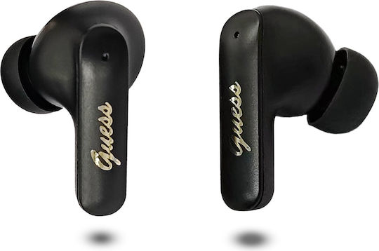 Guess PU Metal Logo In-ear Bluetooth Handsfree Ακουστικά με Θήκη Φόρτισης Μαύρα