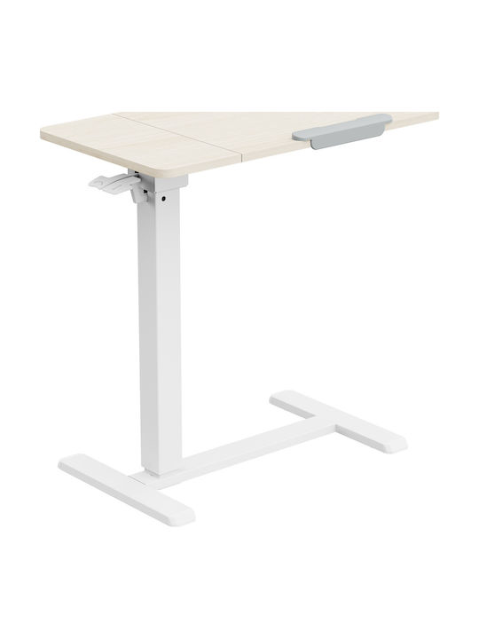 Desk Wooden White with Metal Legs & Adjustable Height 71x40x106cm