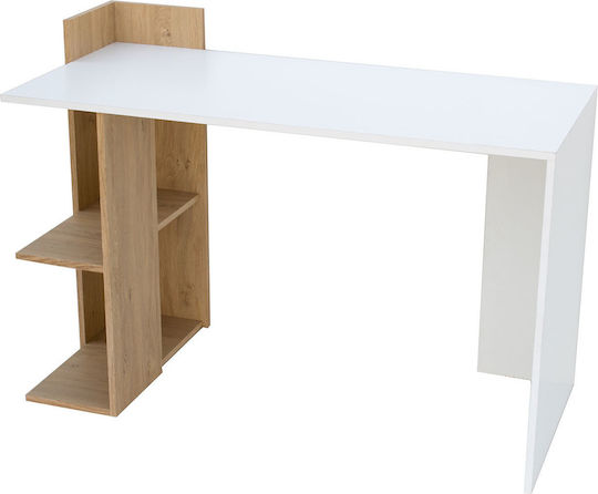 Schreibtisch Deskho mit Bücherregal 120x55x85cm White / Oak Schreibtisch Deskho mit Bücherregal 120x55x85cm White / Oak