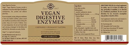 Solgar Vegan Digestive Enzymes 250 Tablets
