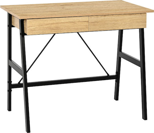 Επαγγελματικό Γραφείο Lione 90x50x75εκ. Oak-μαύρο Μέταλλο