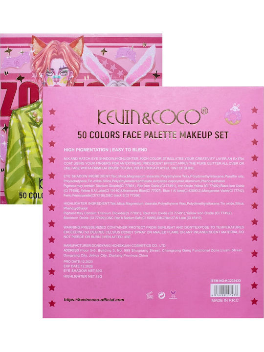 Make-up-Paletten Kevin Coco Best Partner Lidschatten Schlüsselanhänger Ohrringe 50 Farben 22 X 21 X 5cm