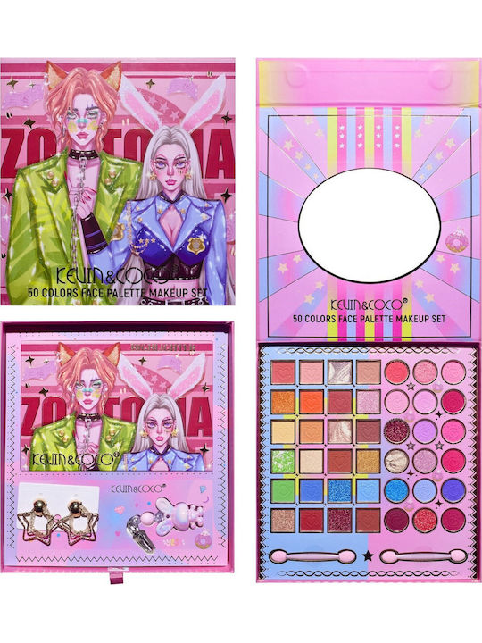 Make-up-Paletten Kevin Coco Best Partner Lidschatten Schlüsselanhänger Ohrringe 50 Farben 22 X 21 X 5cm