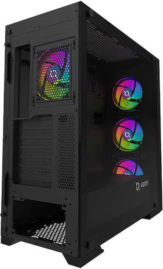 Aqirys Avior Gaming Midi Tower Κουτί Υπολογιστή με Πλαϊνό Παράθυρο και ARGB Φωτισμό Μαύρο