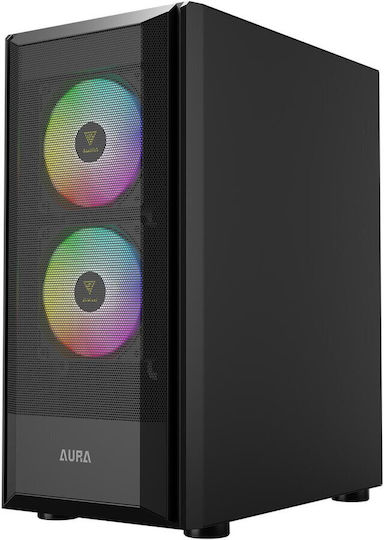 Gamdias Aura GC6 aRGB Gaming Midi Tower Computer Case with Side Window Black