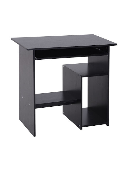 Birou De Calculatoare Din Lemn Negru Cu Picioare Metalice 80x45x75cm