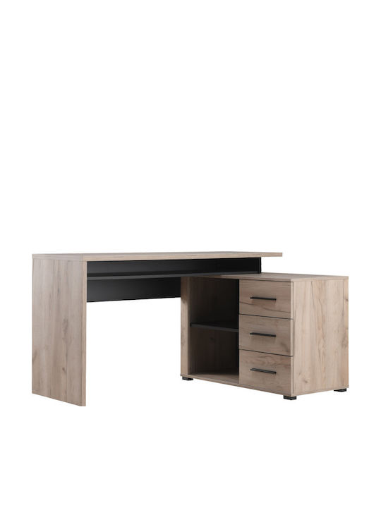 Γωνιακό Γραφείο Arhimed Ξύλινο Μαύρο / Δρυς 137.5x101.5x75εκ.
