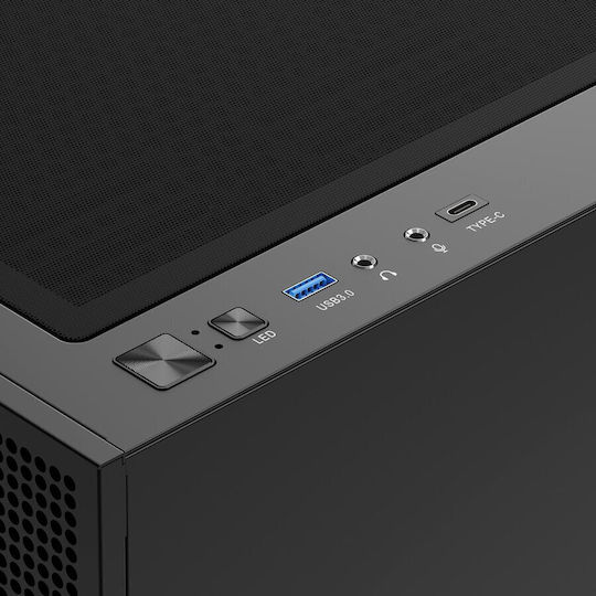 Talos M3 Mesh Gaming Midi Tower Кутия за Компютър със Страничен Прозорец и ARGB Осветление Черна
