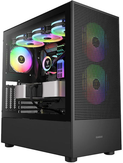 Talos M3 Mesh Gaming Midi Tower Кутия за Компютър със Страничен Прозорец и ARGB Осветление Черна