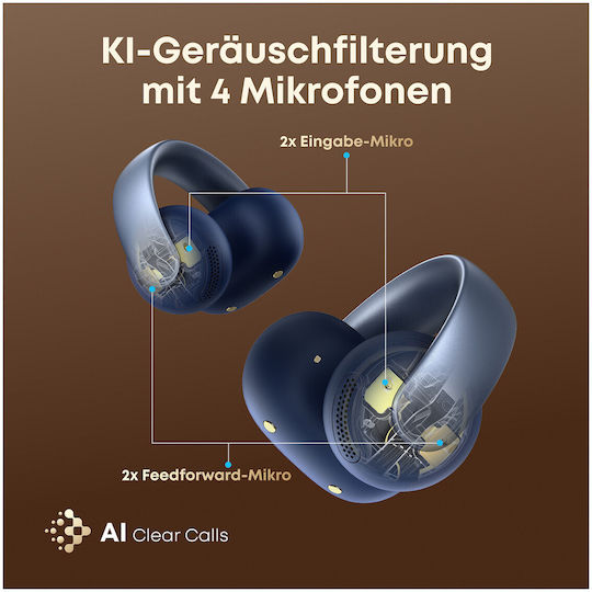 Soundcore by Anker Aeroclip Open Ear Bluetooth Безжични Слушалки с Устойчивост на Изпотяване и Калъф за Зареждане Midnight