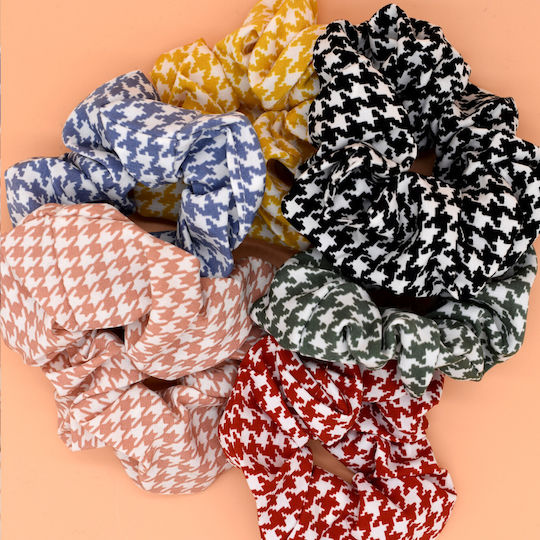 Scrunchies Pied De Poule Elastic Pentru Păr Roșu