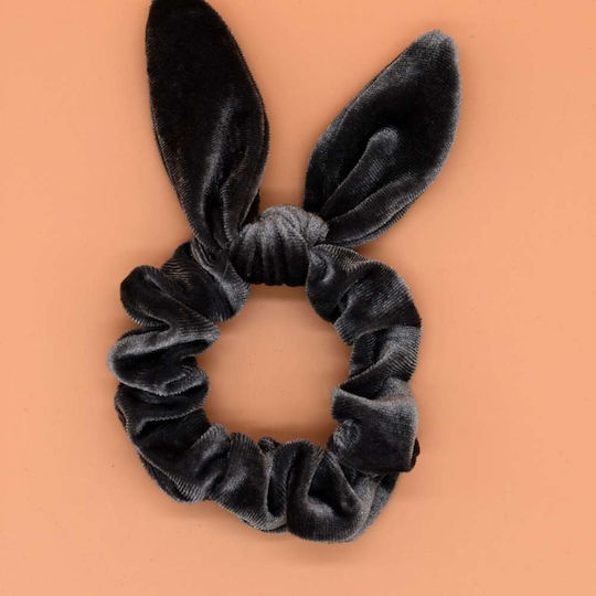 Велурени Ластици За Коса Scrunchies С Ушички Сив