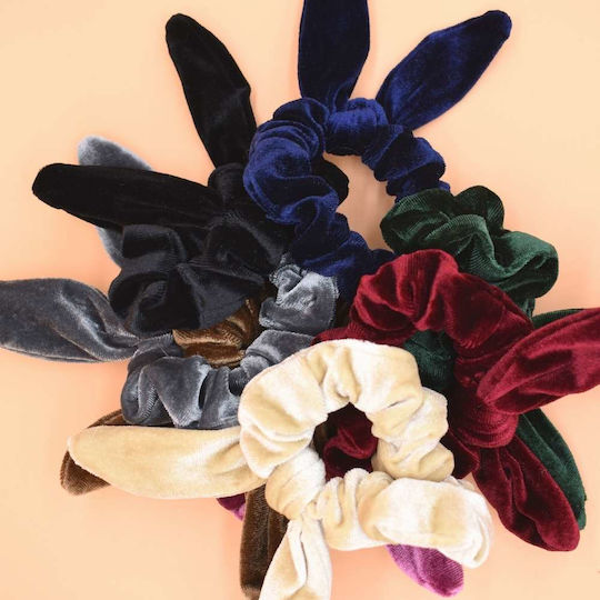 Велурени Ластици За Коса Scrunchies С Ушички Сив