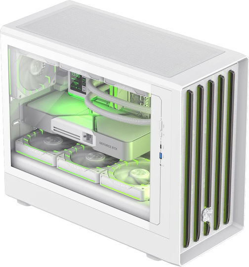 GameMax CLAW 360 Gaming Mini Tower Κουτί Υπολογιστή με Πλαϊνό Παράθυρο και ARGB Φωτισμό Λευκό