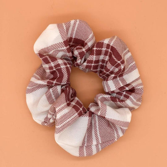 Scrunchy Καρό Λαστιχάκι Μαλλιών Ροζ